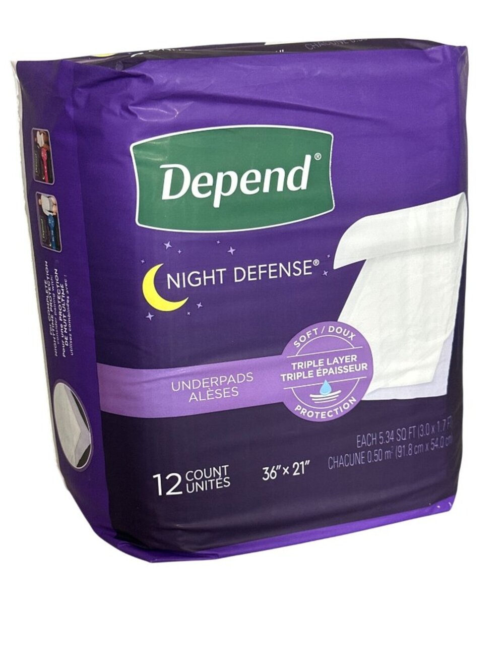 Depend Night Defense Underpads 12 count,  36" X 21"